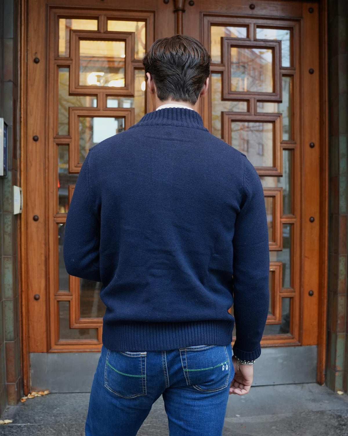 Knitted Cardigan Wool - Navy