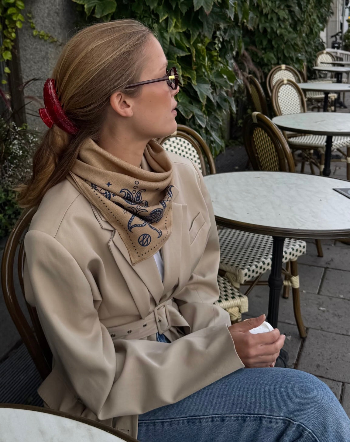 Wool Paisley Scarf Cappucino