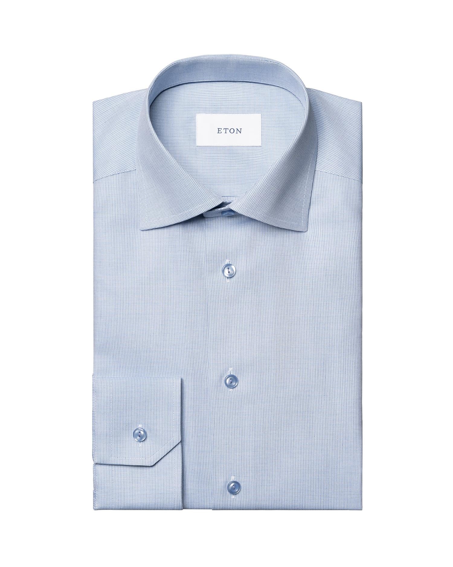 Semi Solid Signature Twill Shirt Slim - Blue
