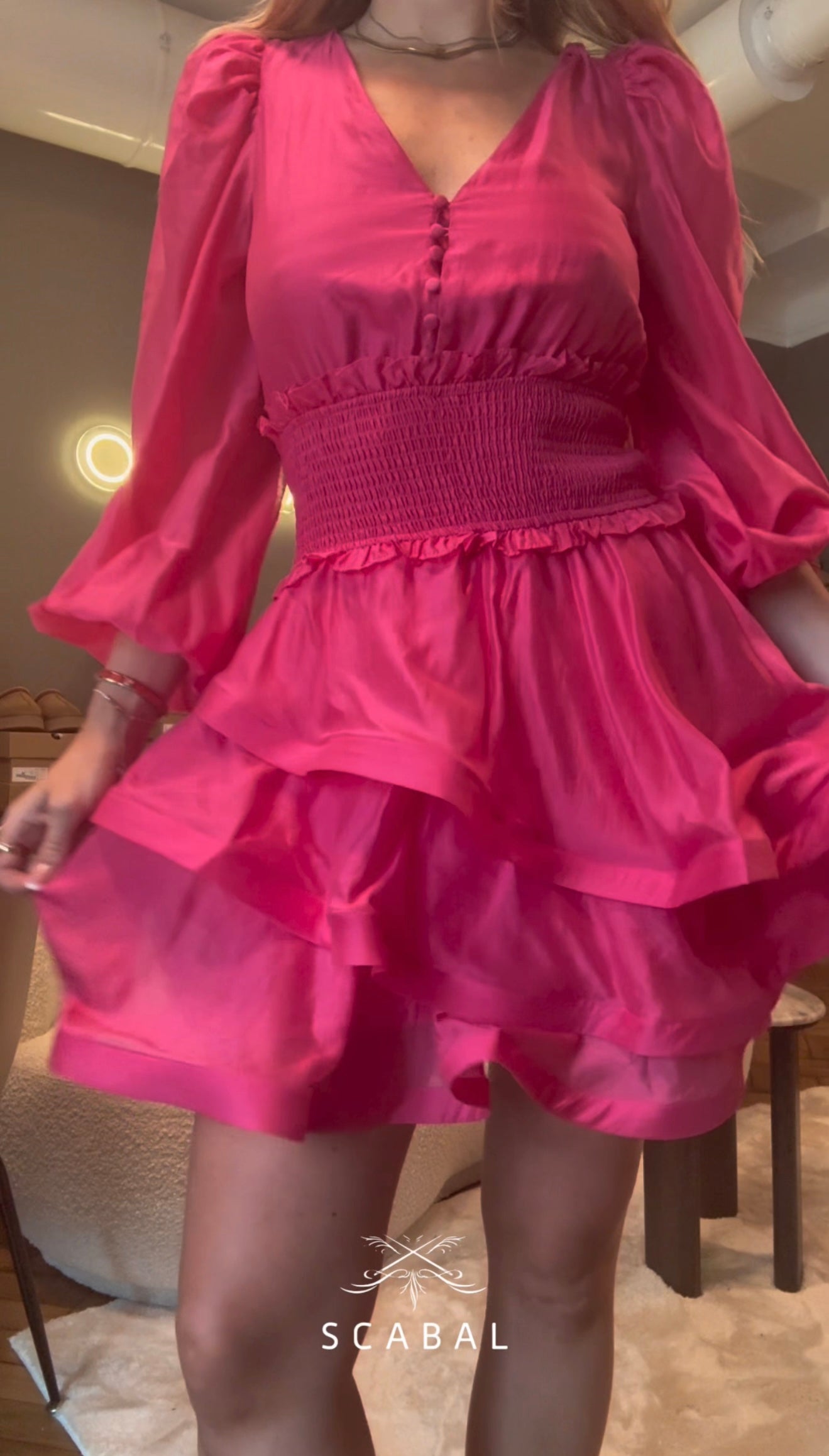 KALANI SLEEVE MINI DRESS HOTPINK