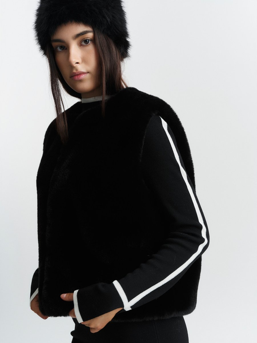 Norah Fake Fur Vest Black