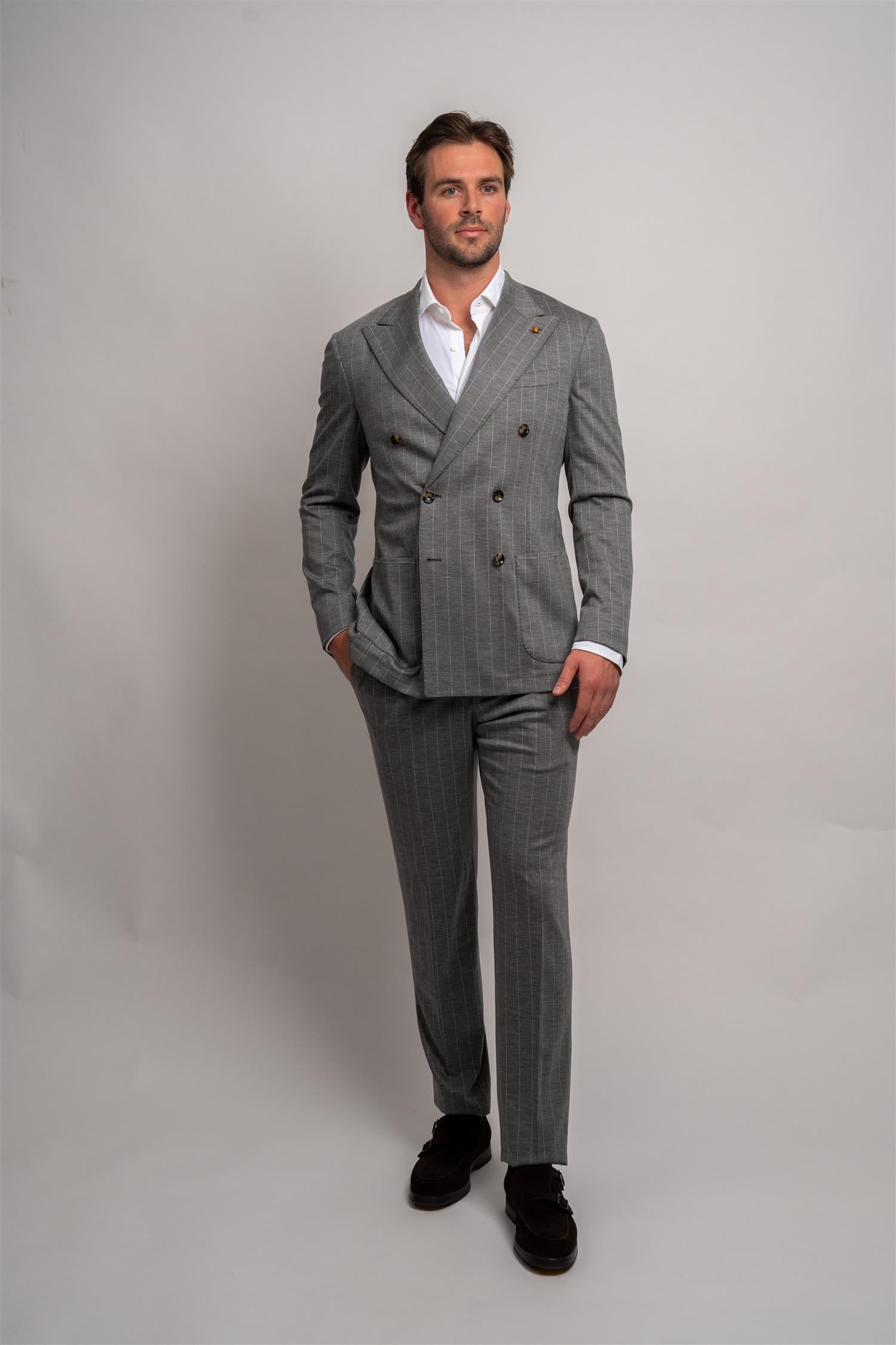 Jersey Suit Pinstripe - Grey