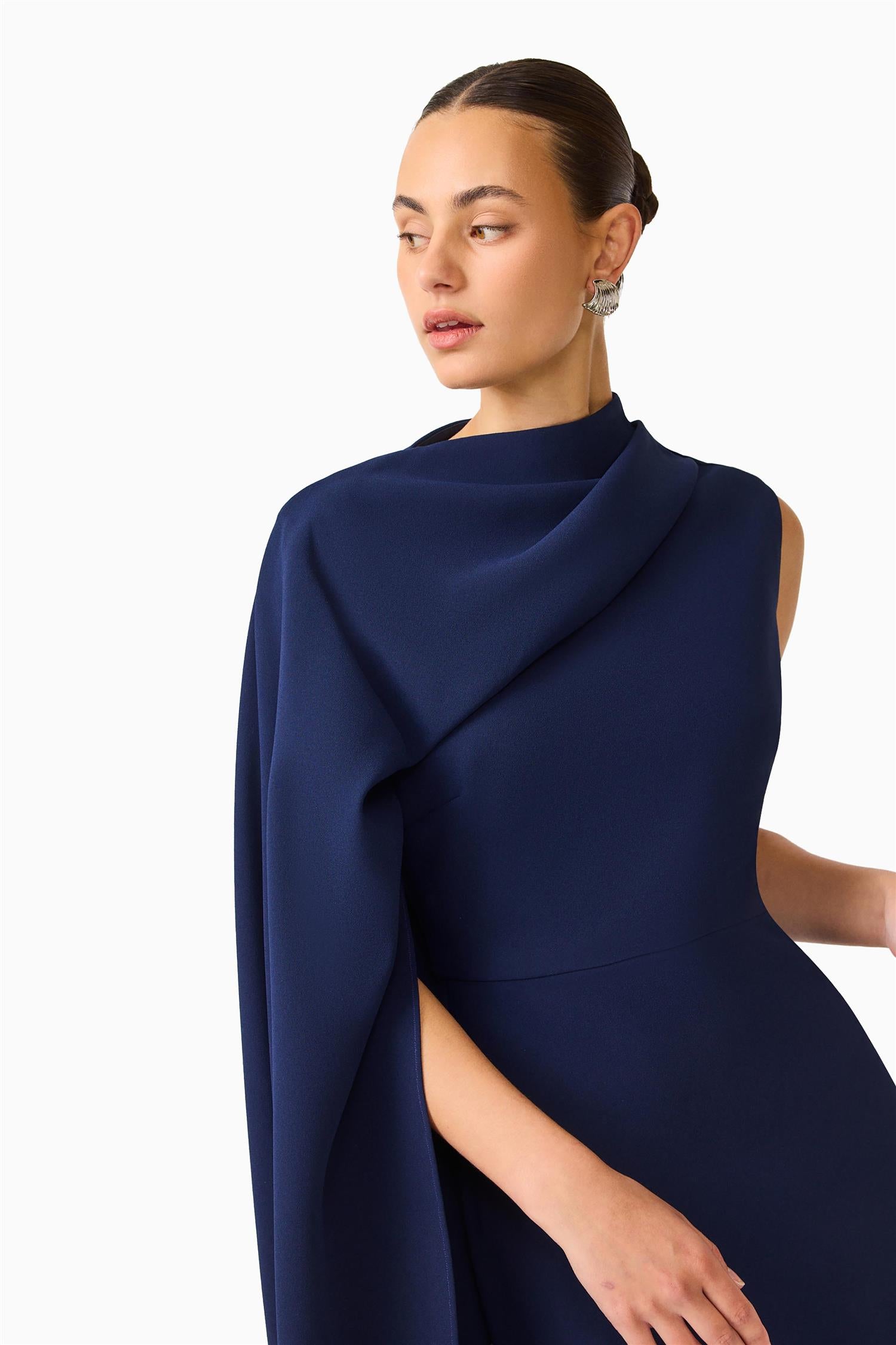 Leonora Asymmetric Cape Dress