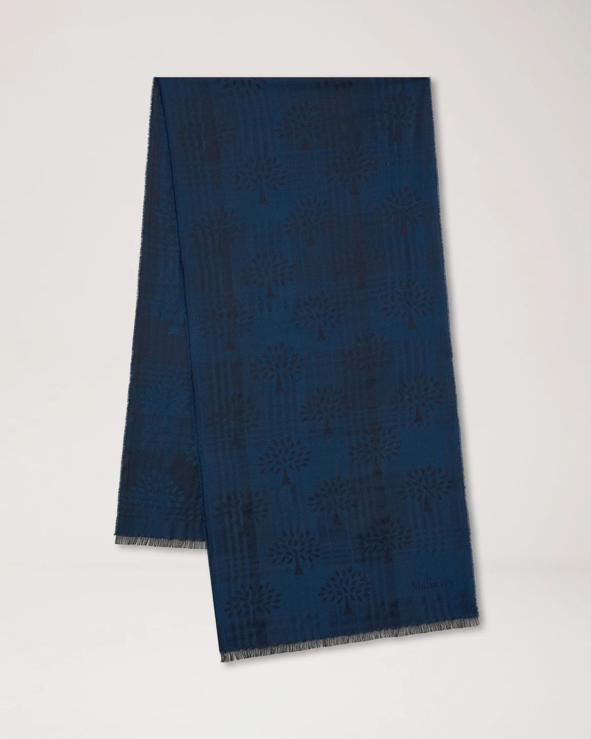 Check & Tree Rectangular Scarf 45 x 180 Night Sky