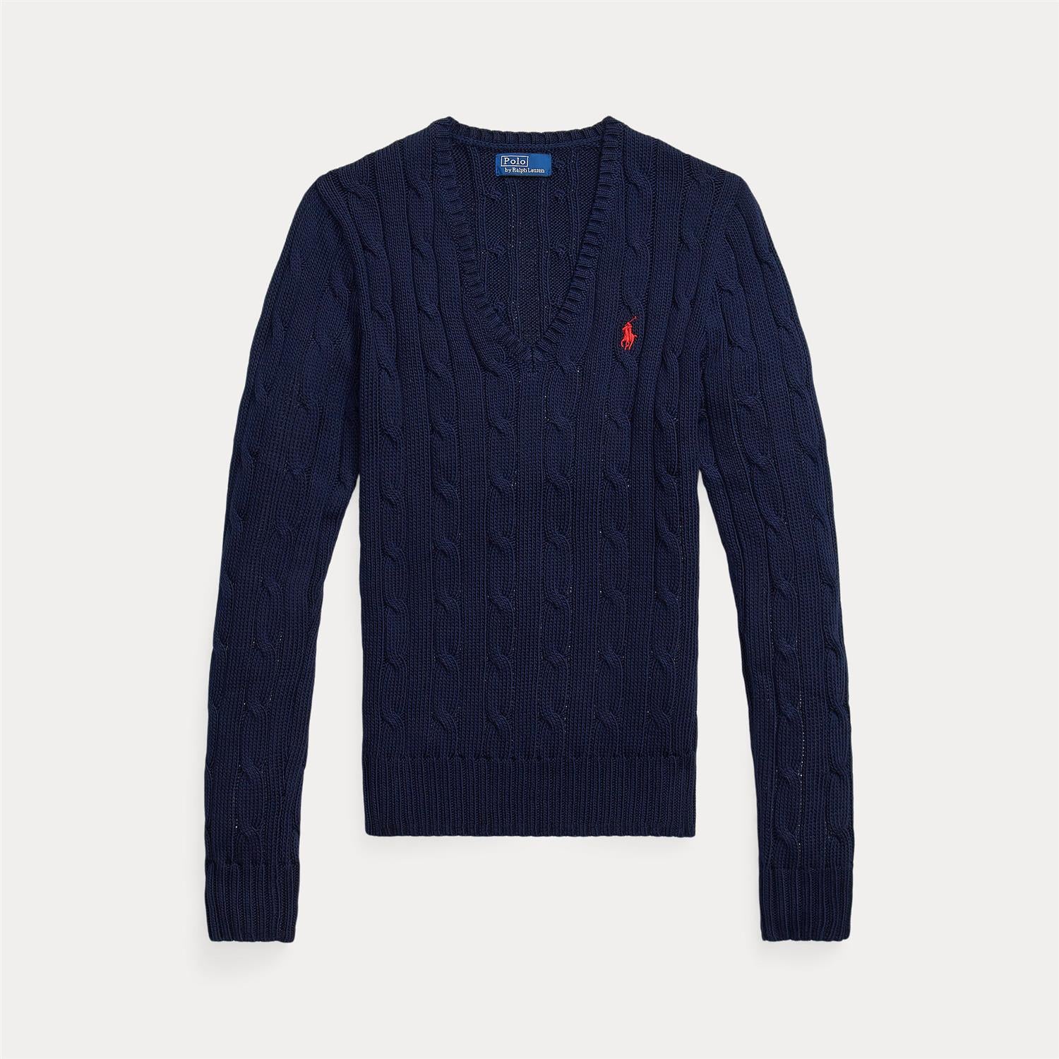 Cable-Knit Cotton v-neck Sweater
