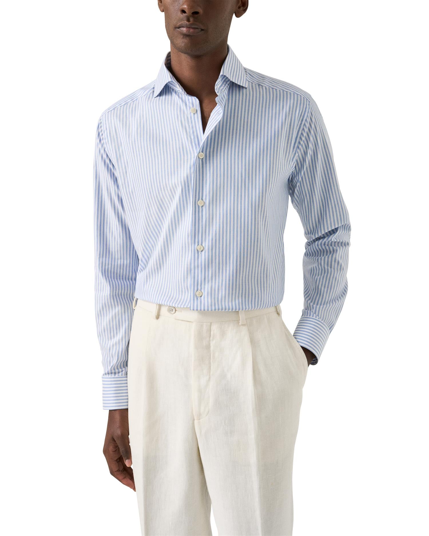Striped Signature Oxford Shirt Slim - Light Blue
