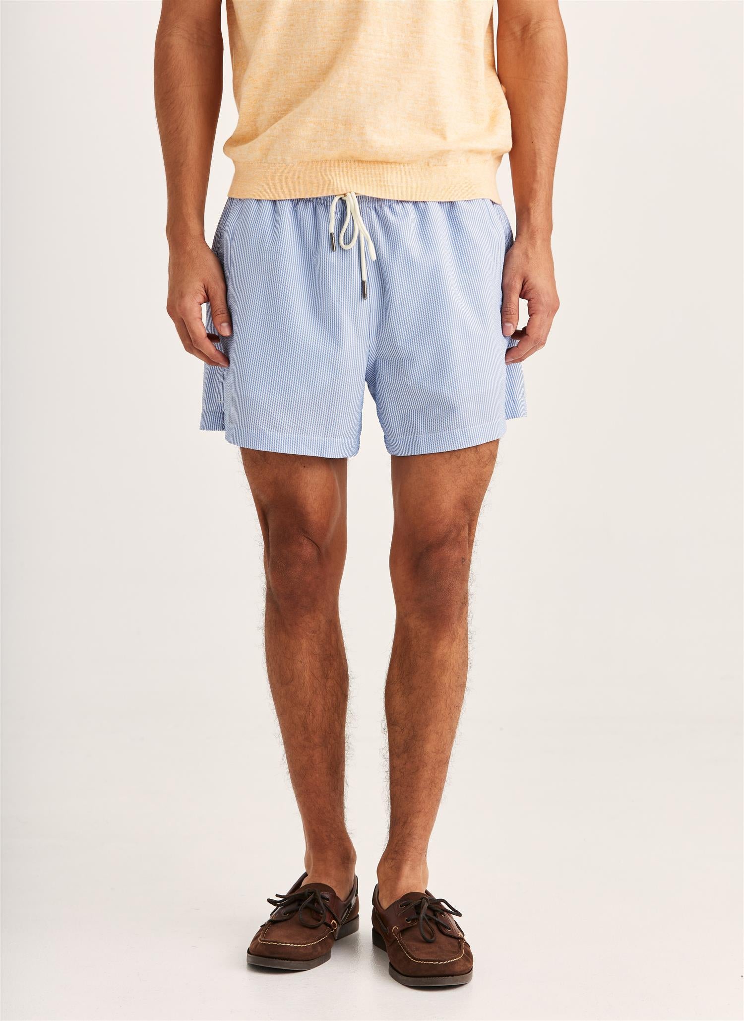 Morris Seersucker Bathing Trunks - Light Blue