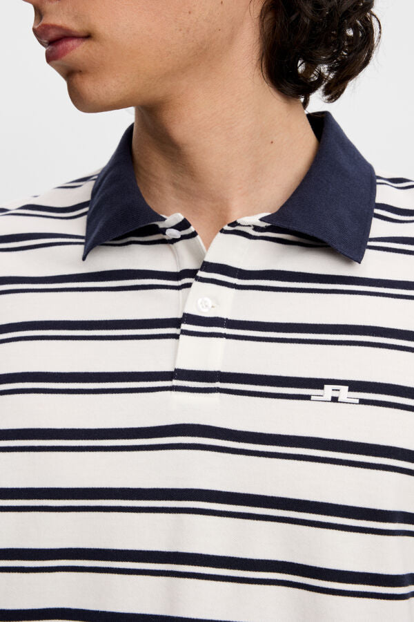 Trond Striped Polo Pique - Navy