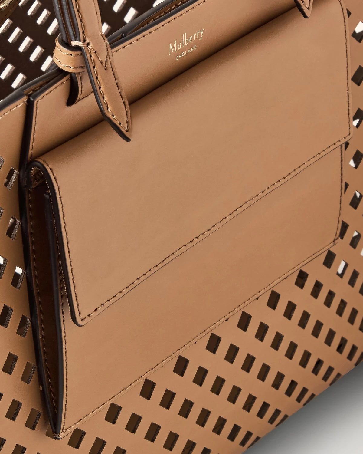 Perforated Tote Toffee Perforated Leather