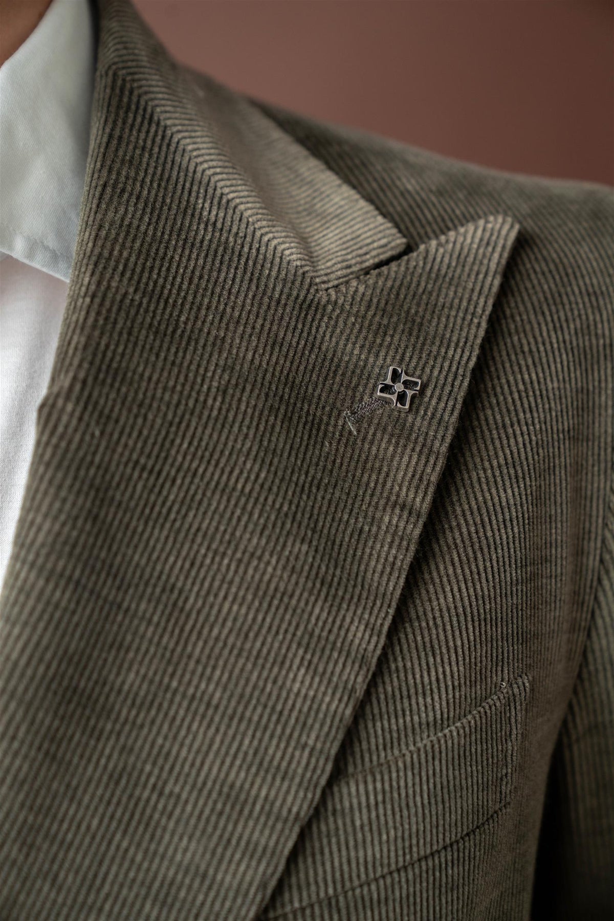 Double Breasted Cord Jacket - Green