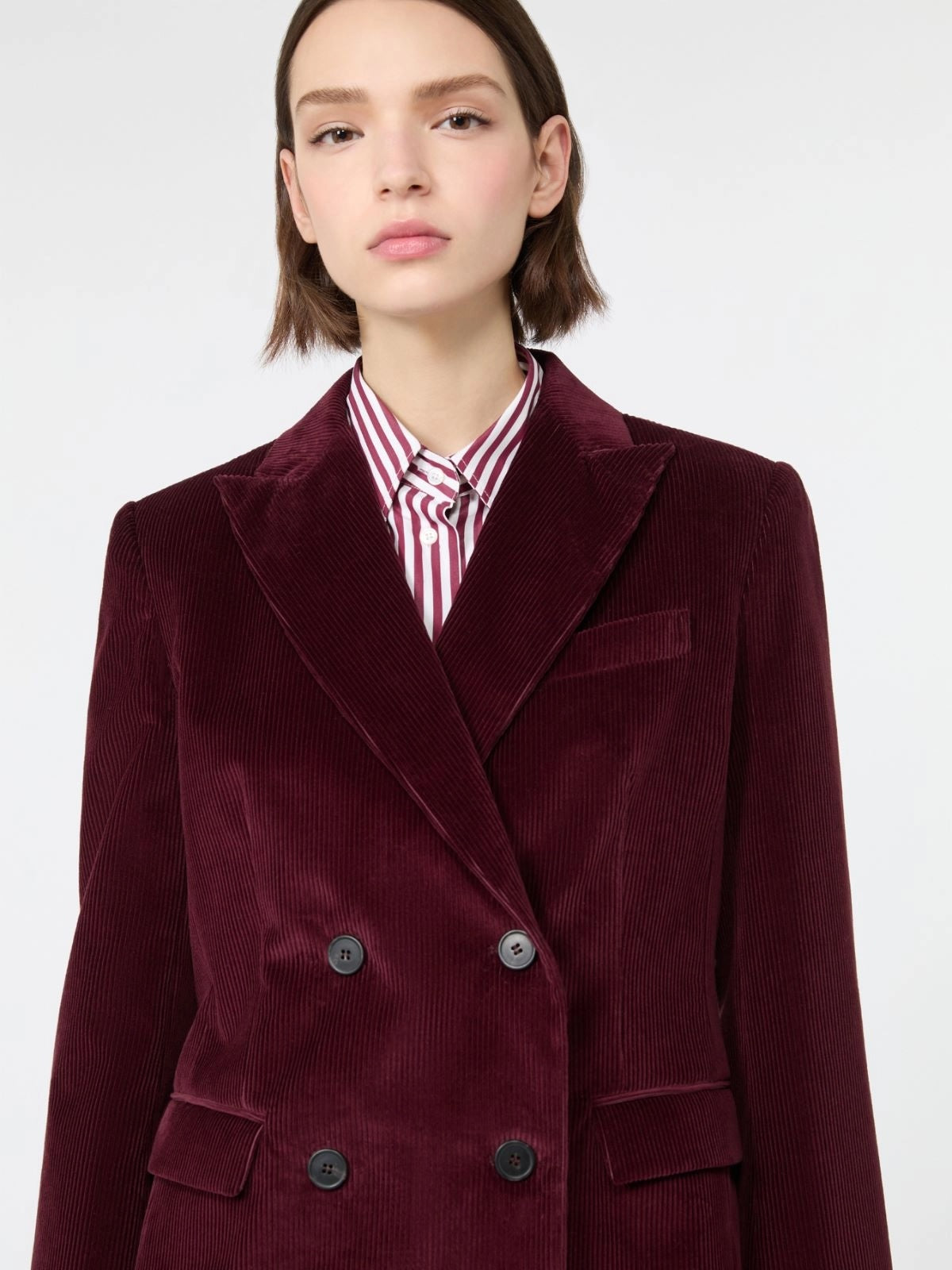 Cotton corduroy velvet blazer - Bordeaux
