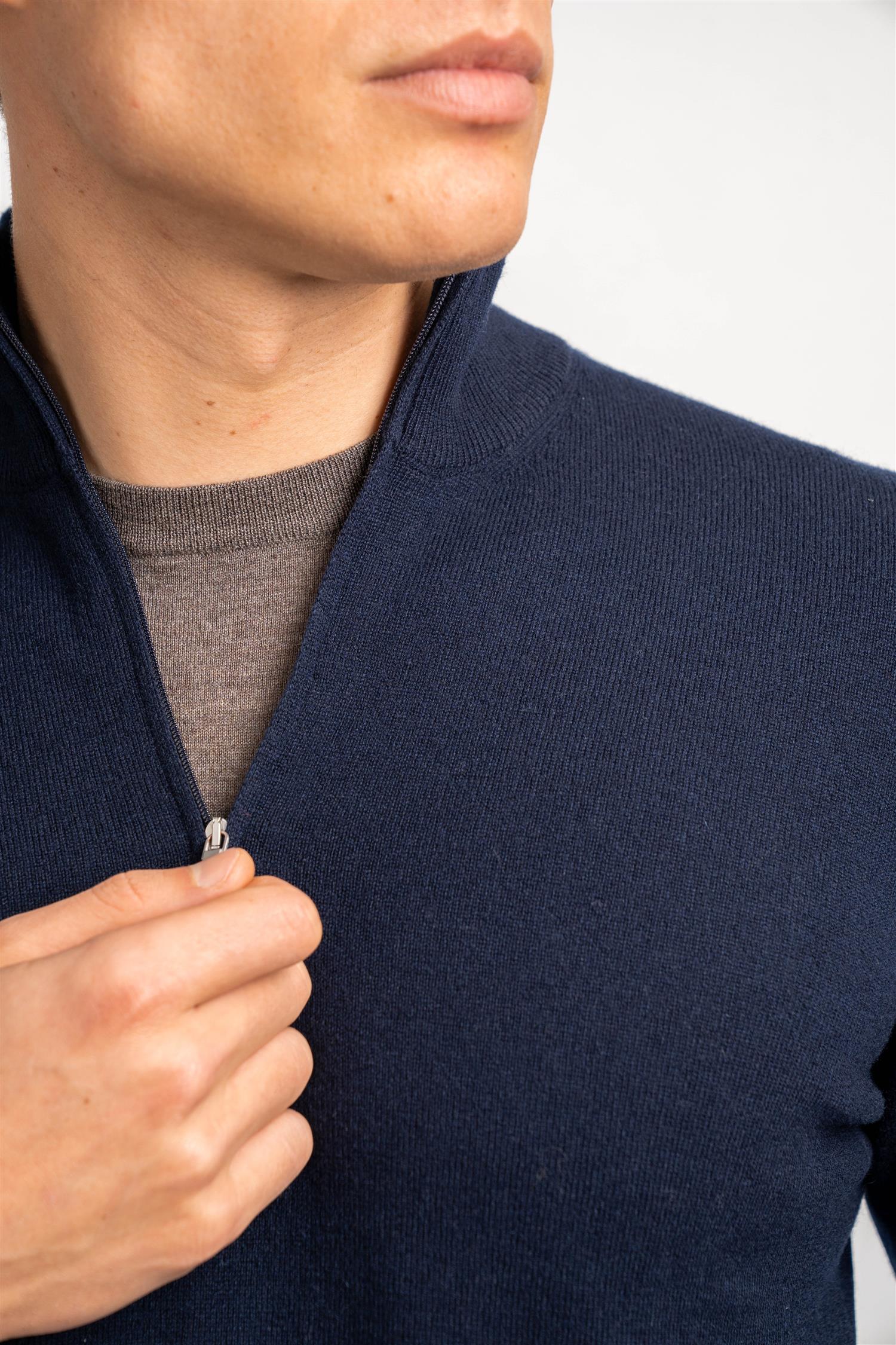 Half Zip Cashmere - Navy