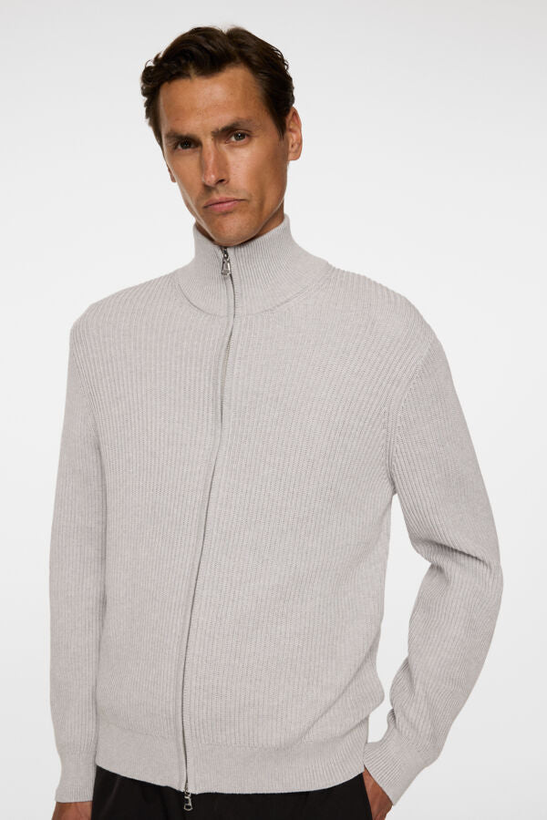 Alexis Full Zip Cardigan - Light Grey Melange