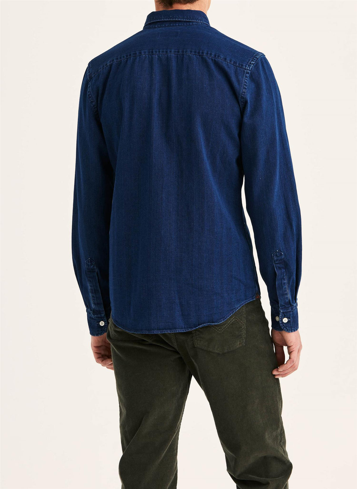 Indigo Herringbone Shirt Slim