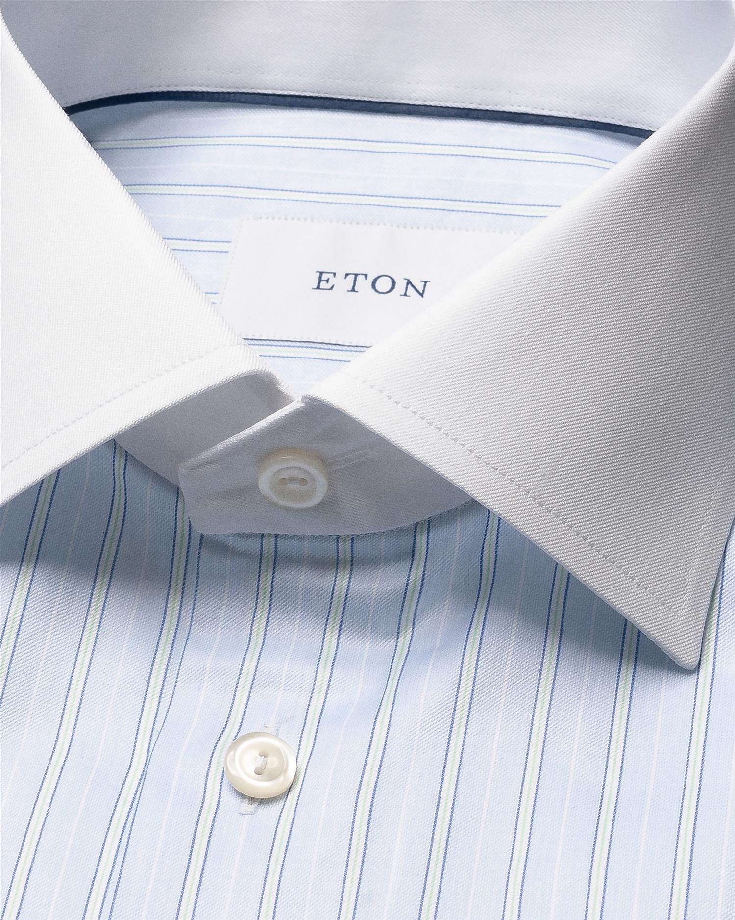 Slim White Collar Striped - Light Blue