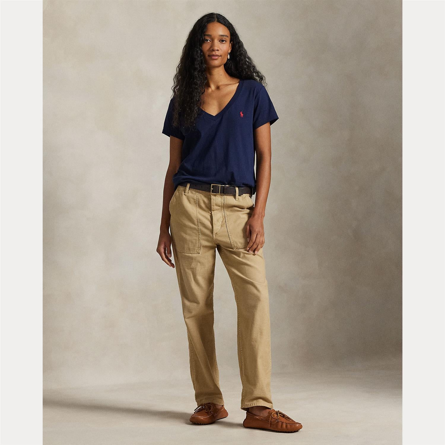 Cotton Jersey V-Neck Tee Navy