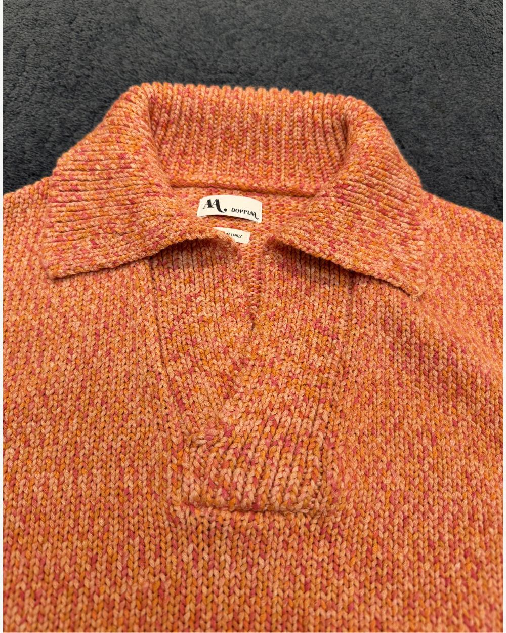 Long Sleeve Knitted Polo - Salmon