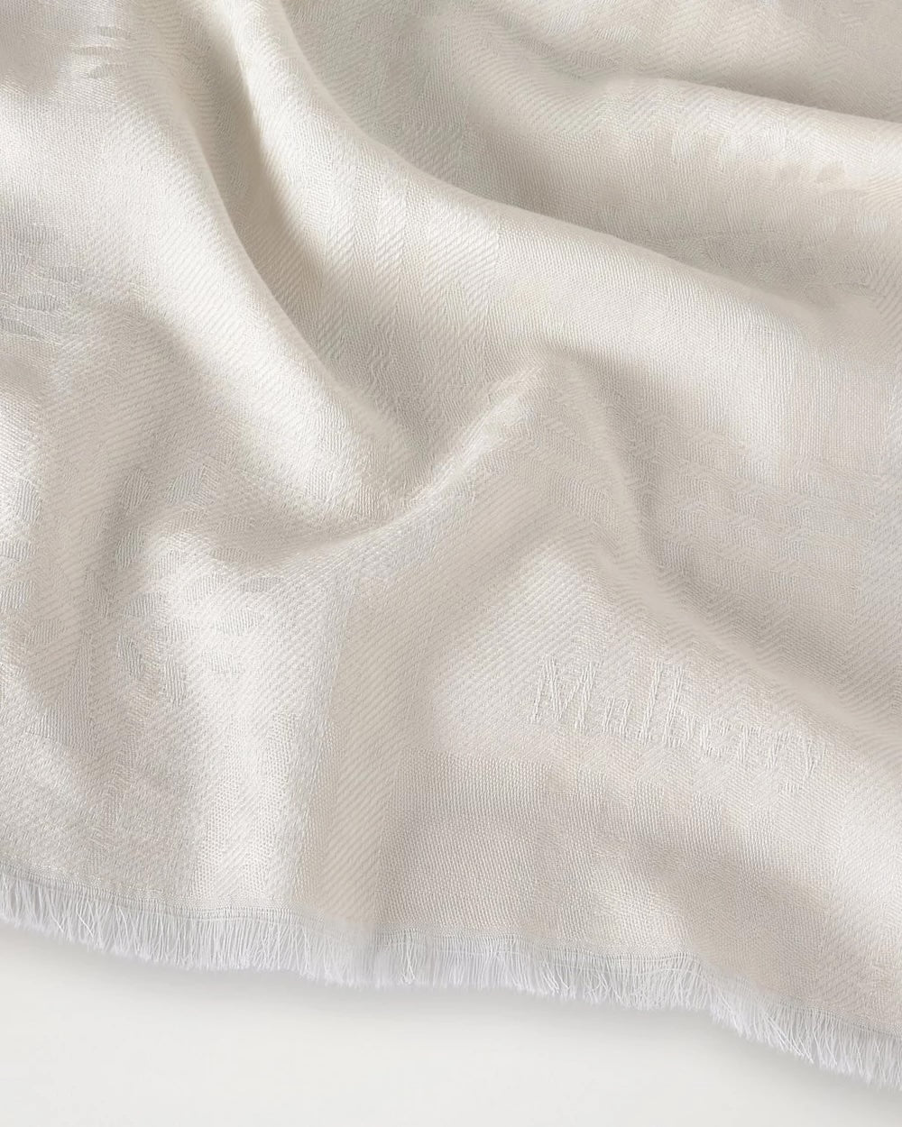 Check & Tree Rectangular Scarf 45 x 180 Cream