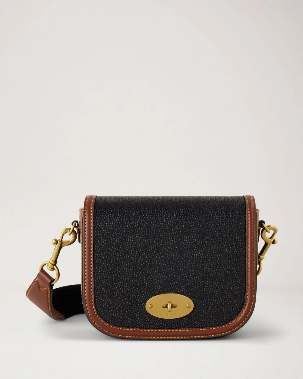 Small Darley Satchel Scotchgrain Black-Cognac