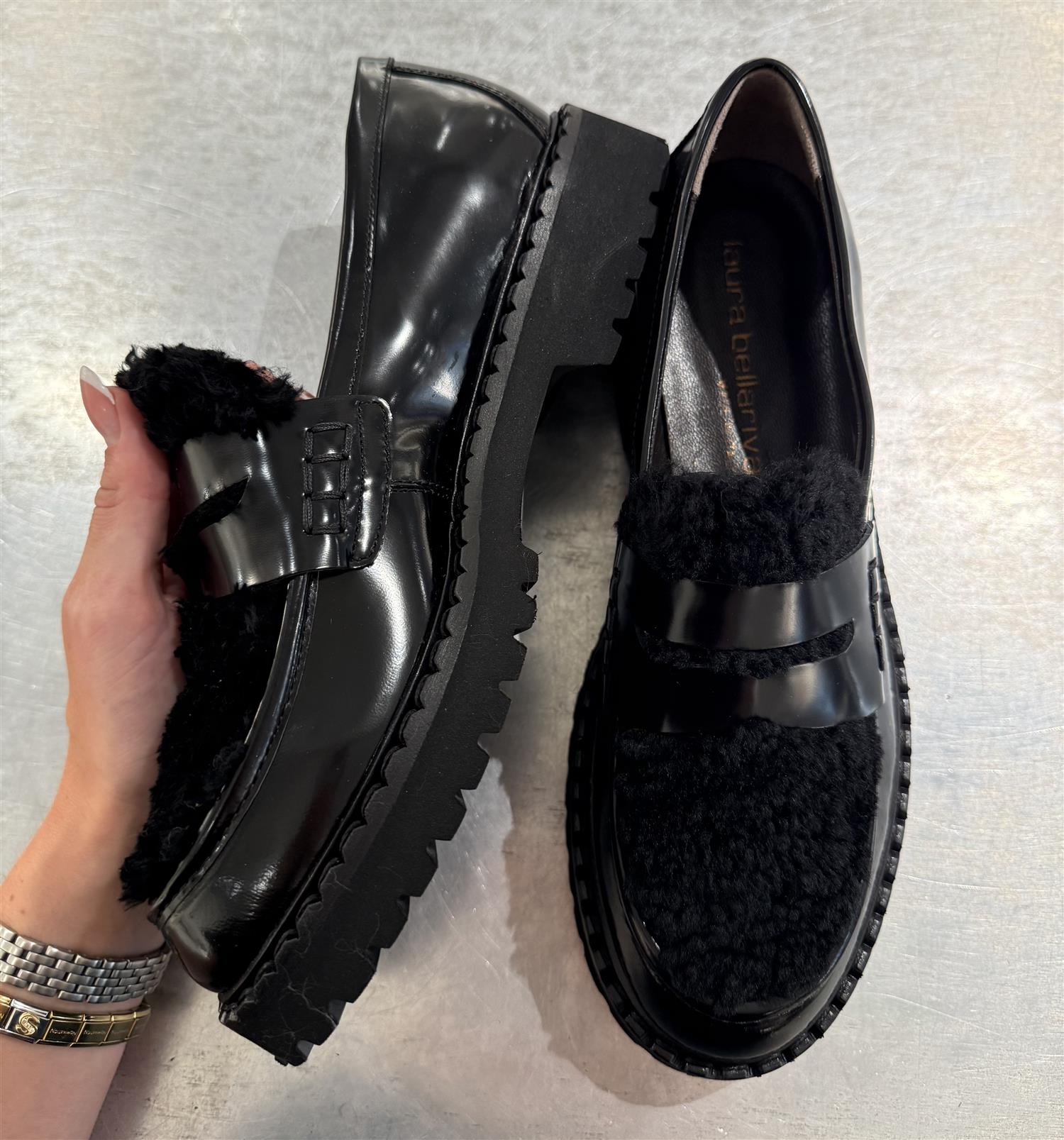 Shearling loafer black