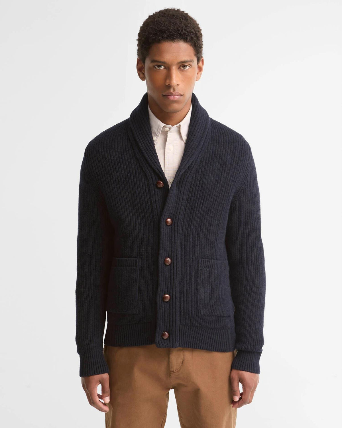 Hartland Knitted Shawl Cardigan - Navy