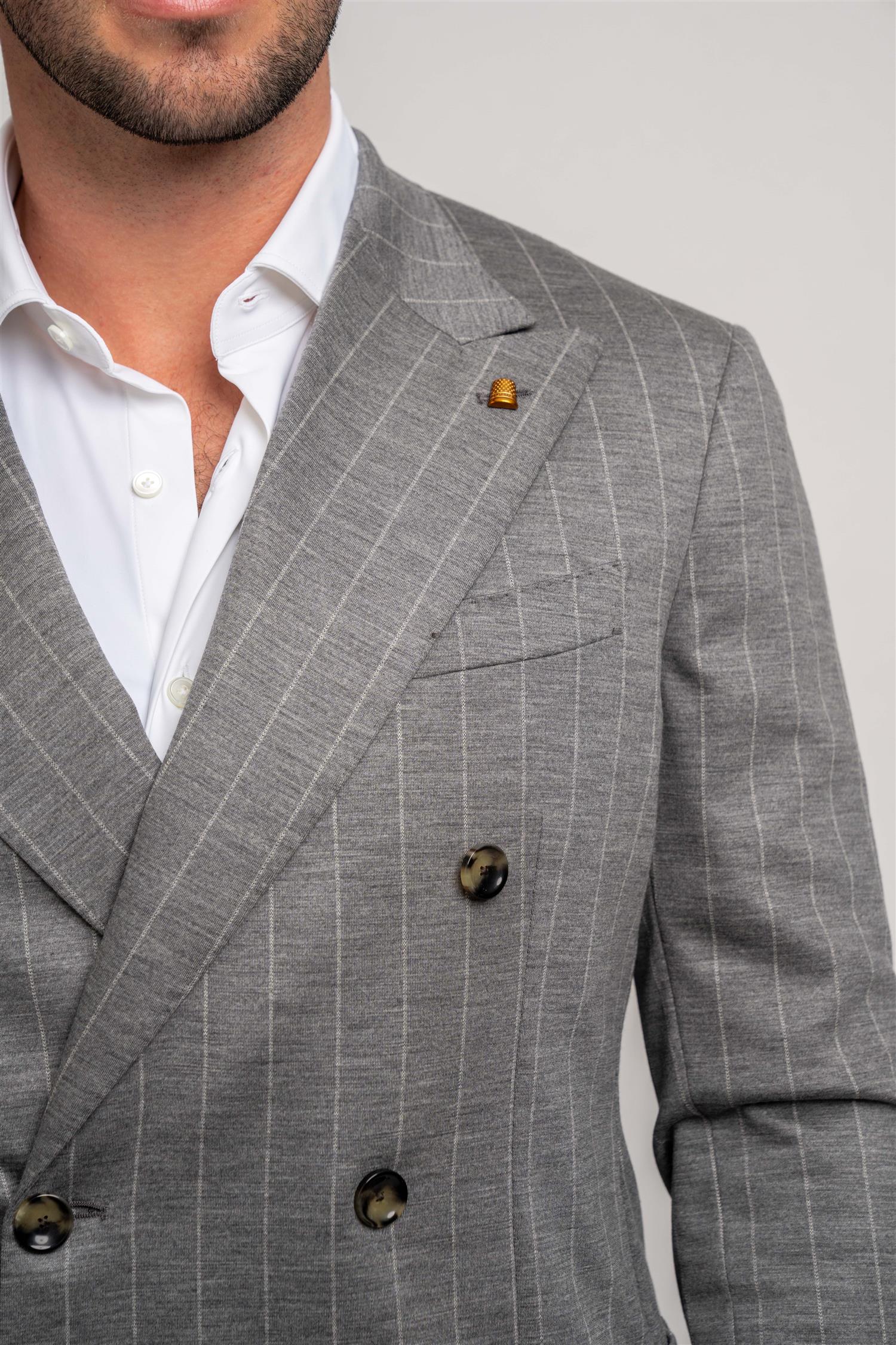 Jersey Suit Pinstripe - Grey