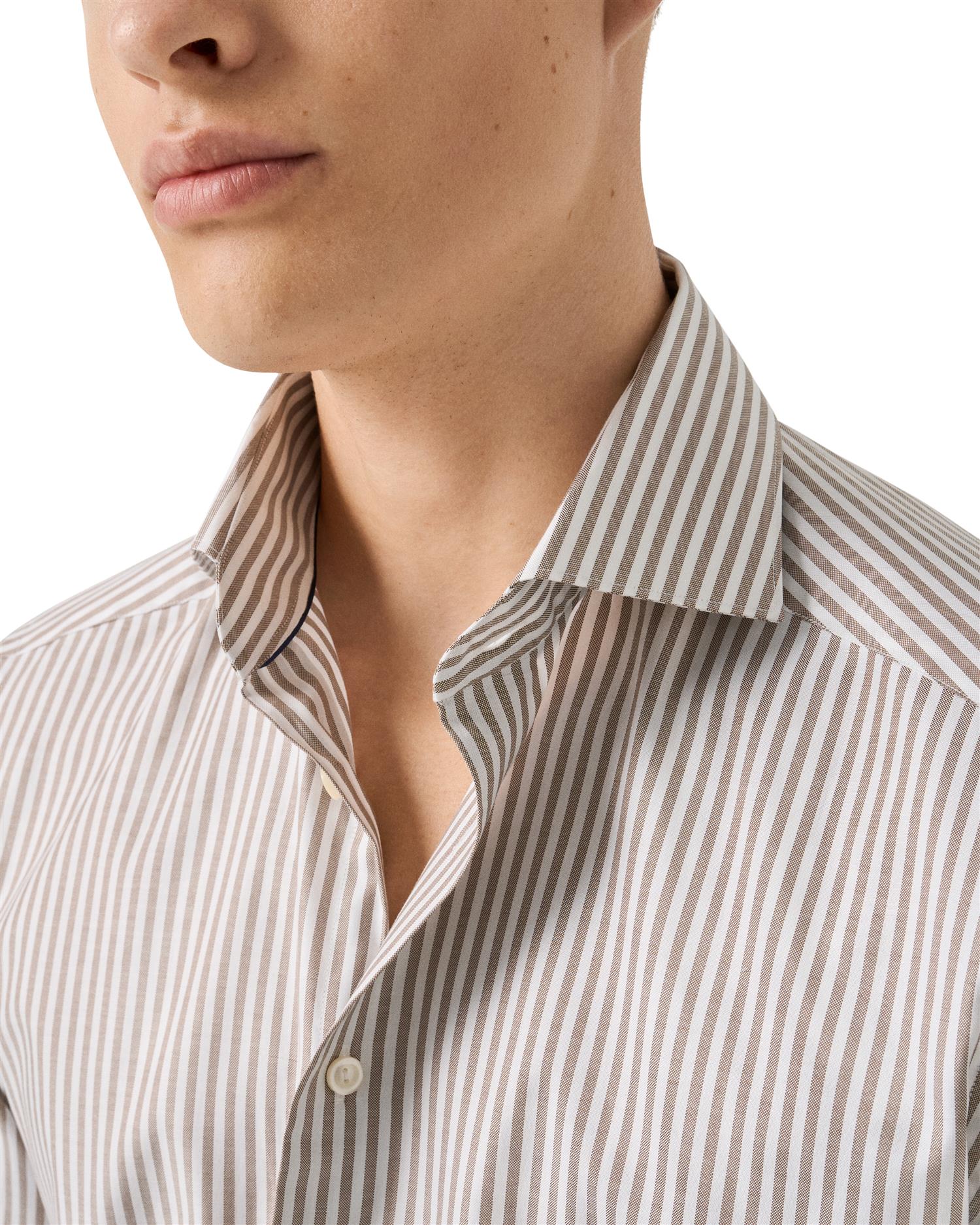 Striped Signature Oxford Shirt Slim - Beige