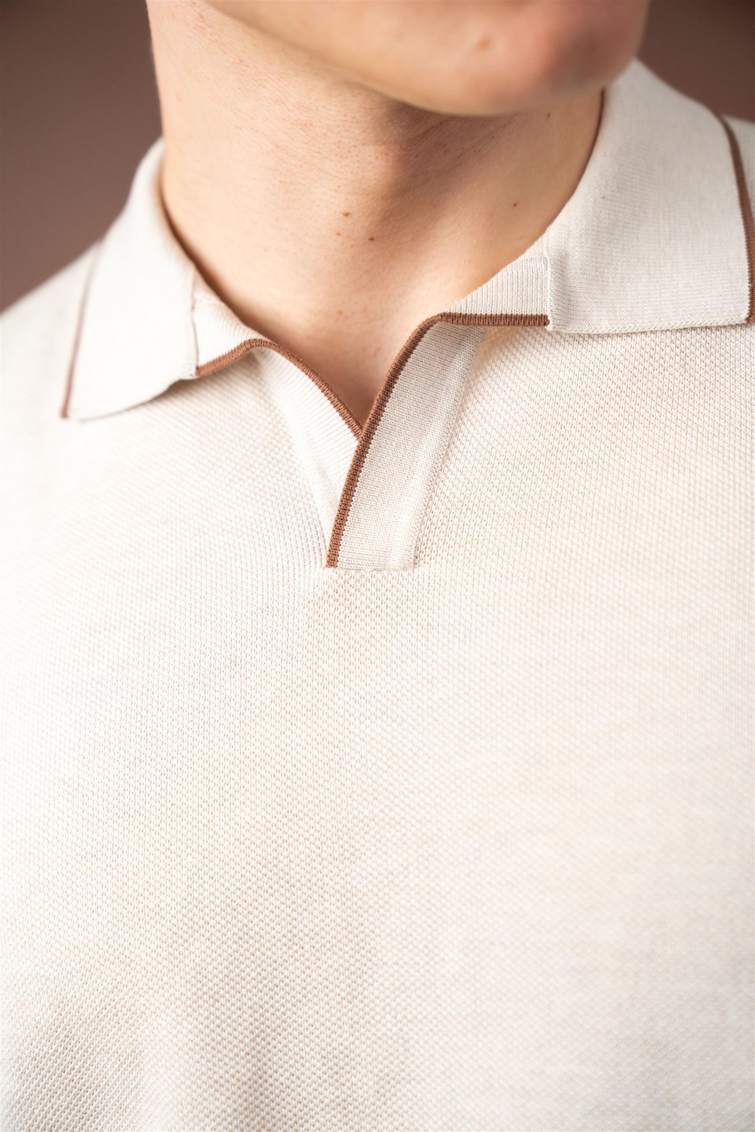 Knitted Pique Shirt - Beige