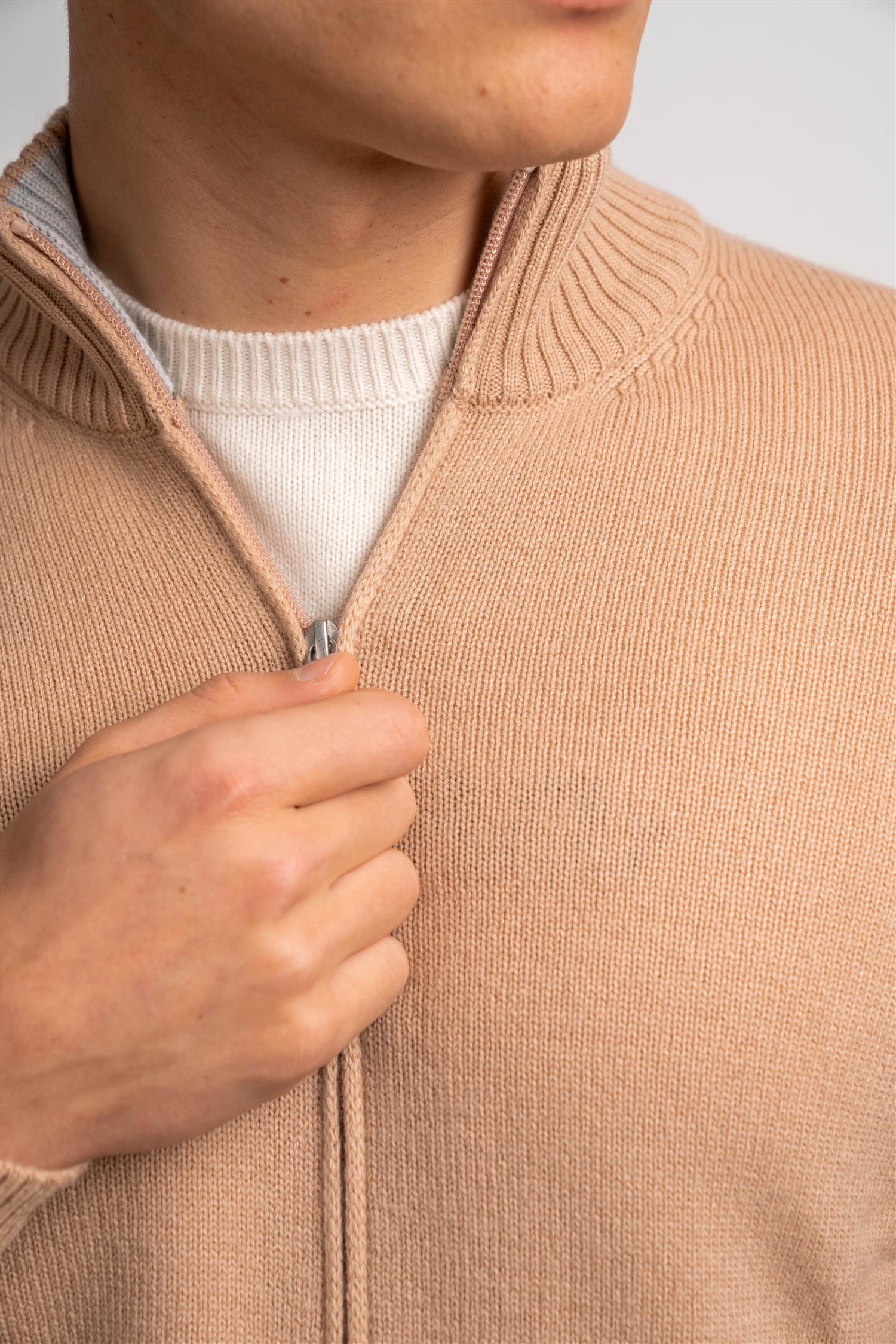 Full Zip Cashmere - Cream