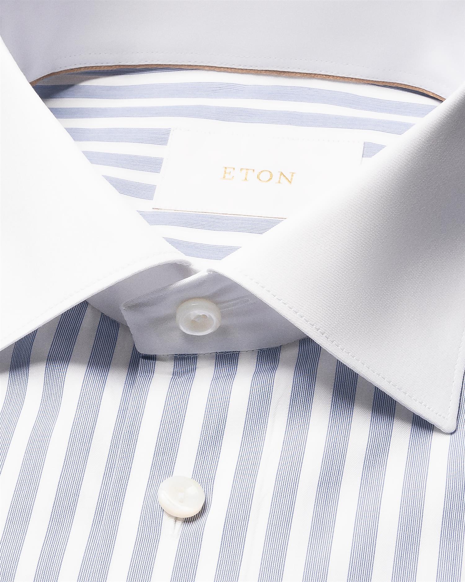 SLIM - White Collar Bengal Striped Shirt