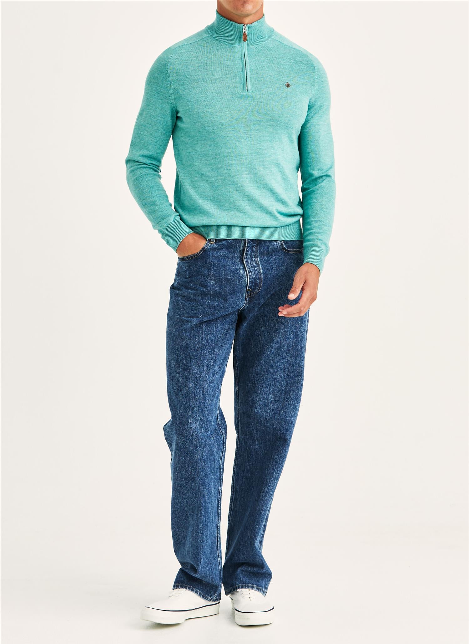 Merino John Zip - Turquoise