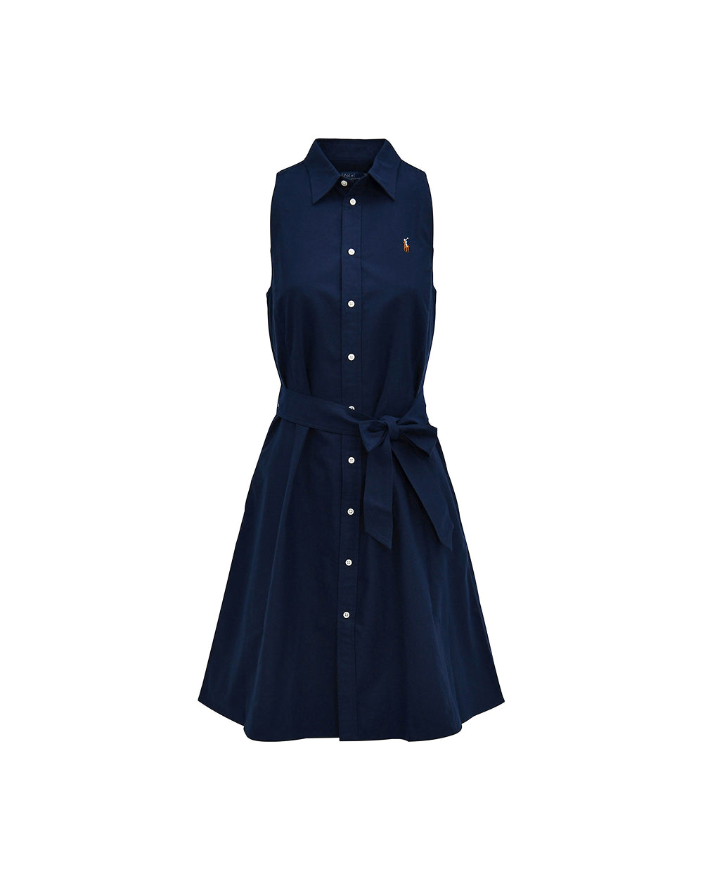Cotton Oxford Sleeveless Shirtdress Newport Navy