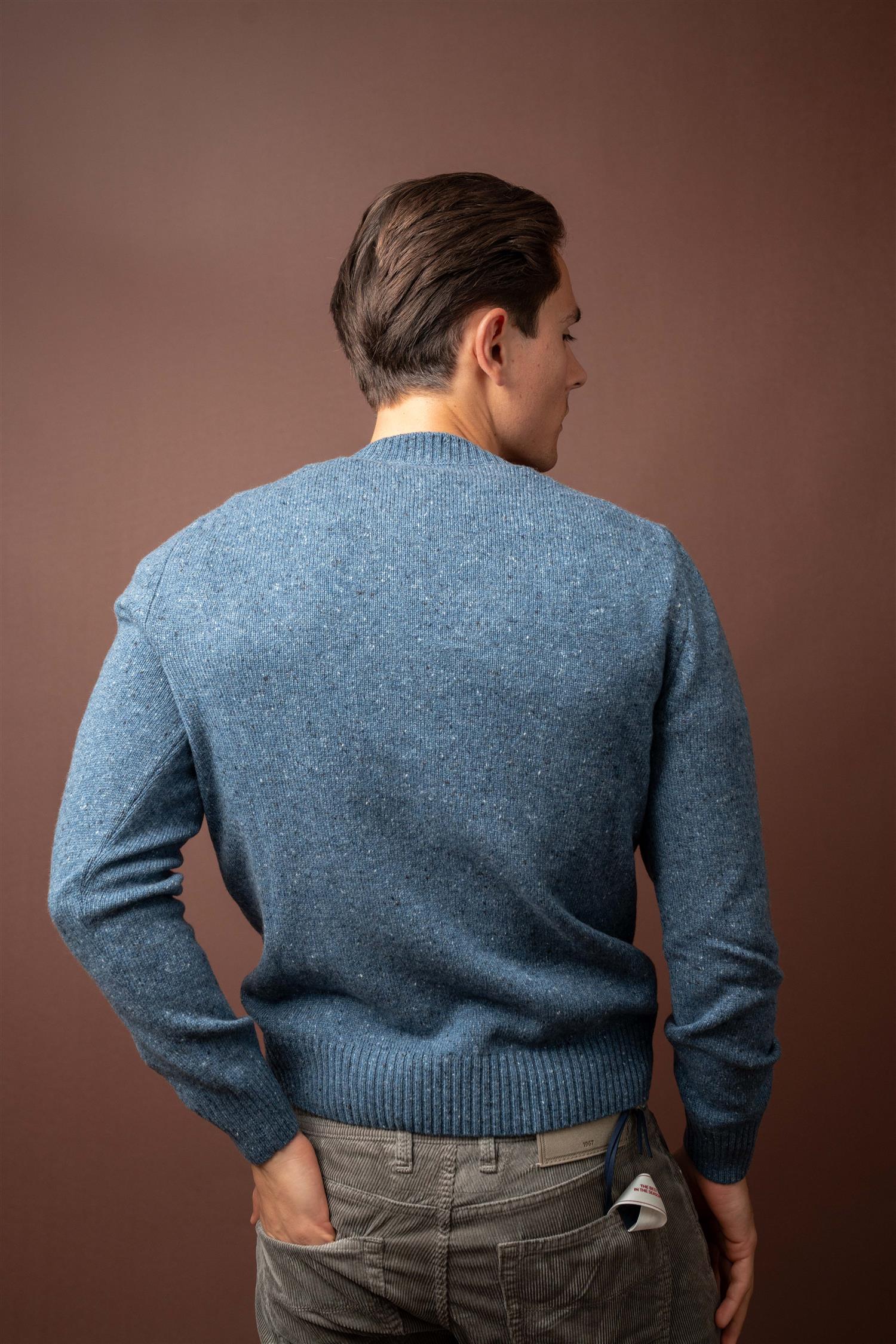 Crewneck Wool - Cashmere - Blue Melange