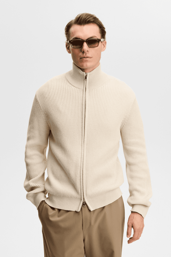 Alexis Full Zip Cardigan - Beige