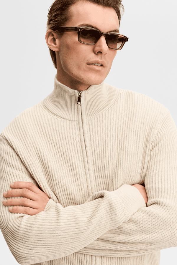 Alexis Full Zip Cardigan - Beige