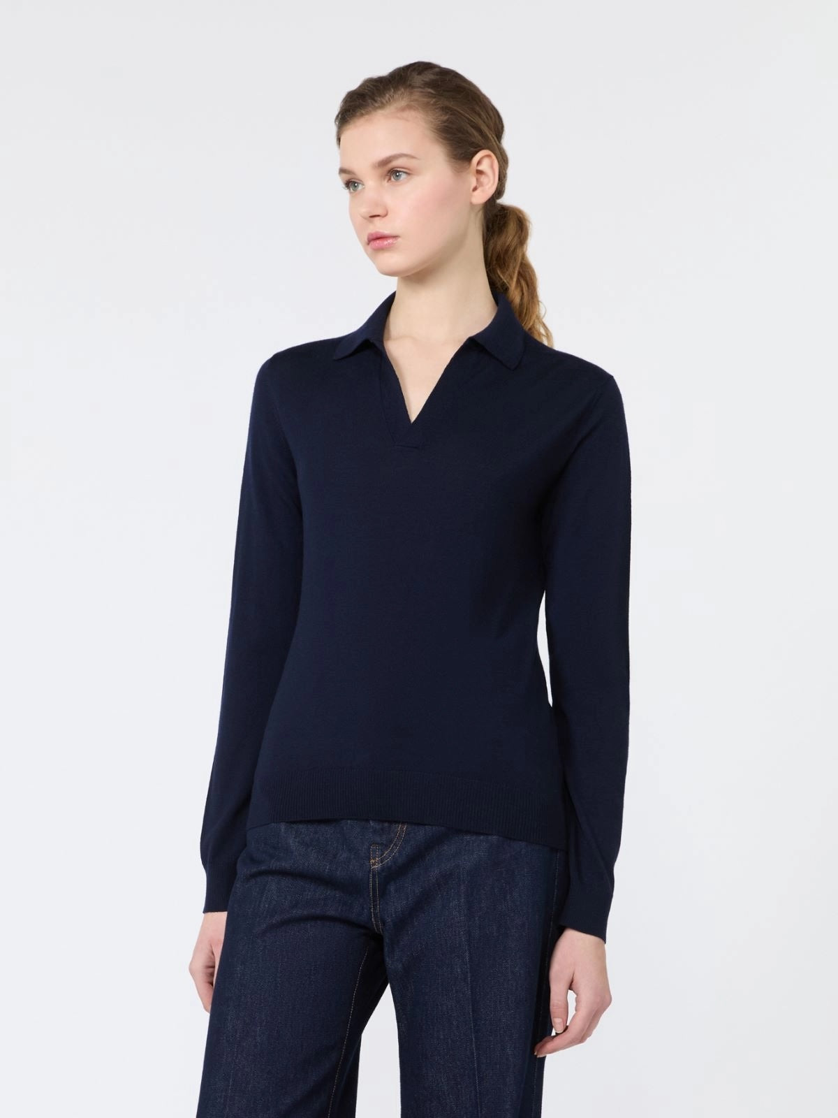 Wool and cashmere polo shirt - Navy