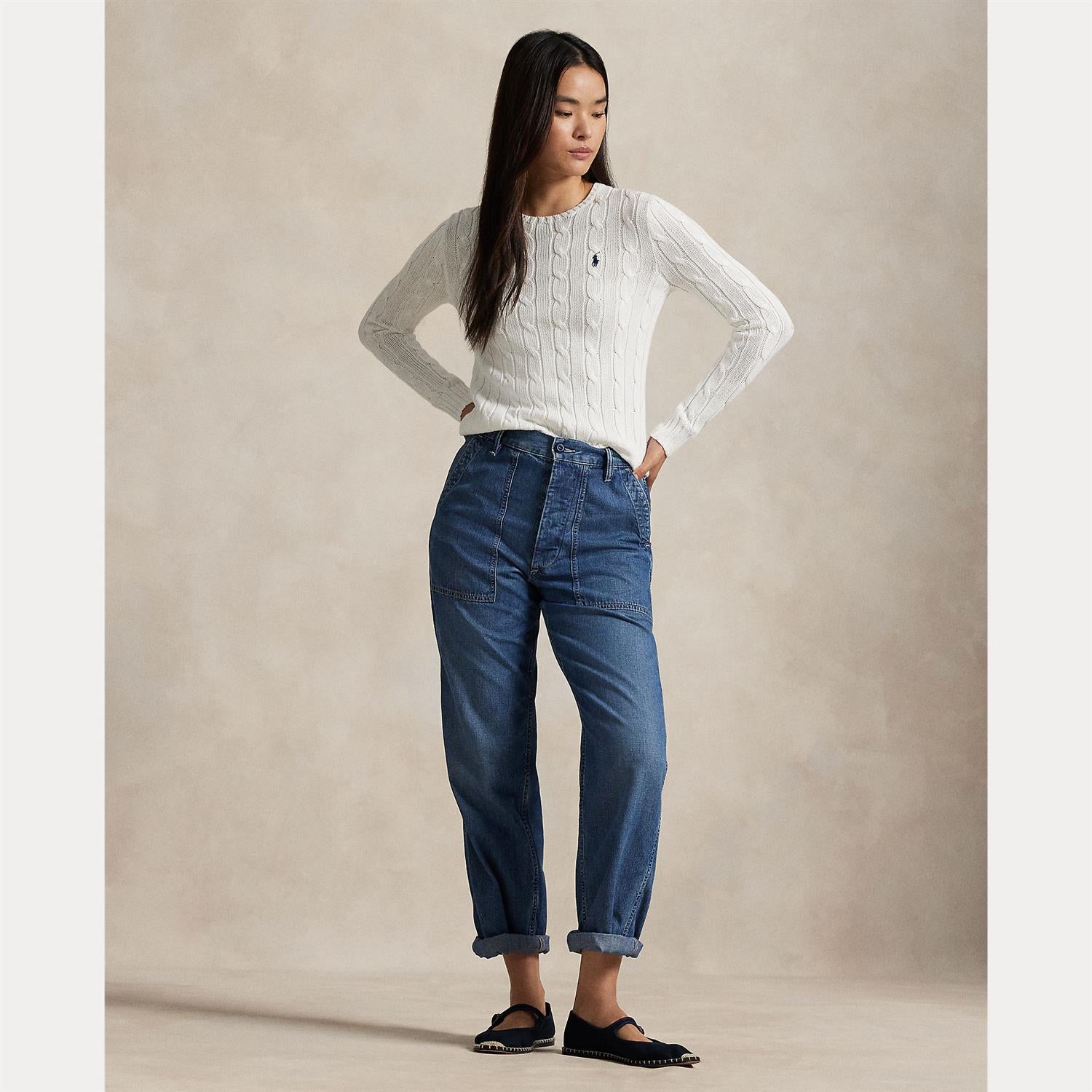 Cable-knit Cotton Crewneck Sweater