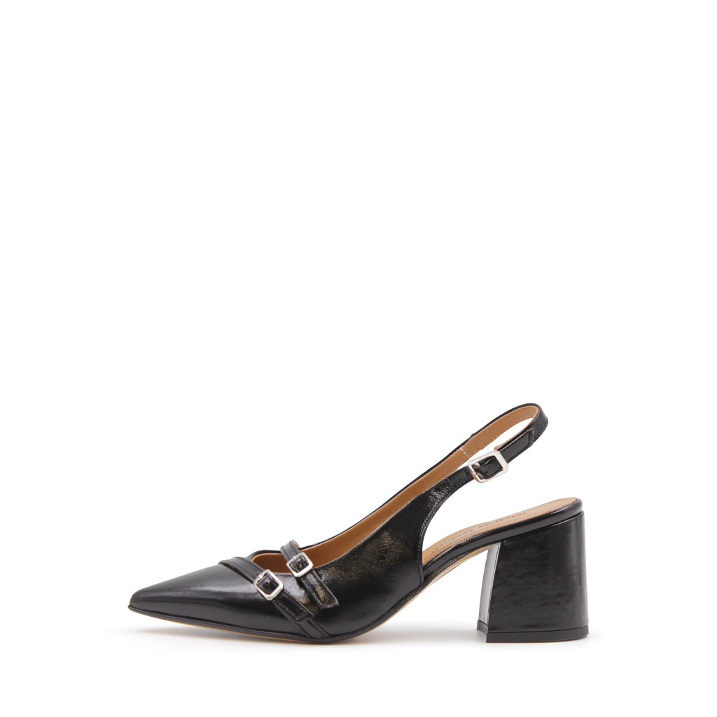 Buckle Slingback Heel Black