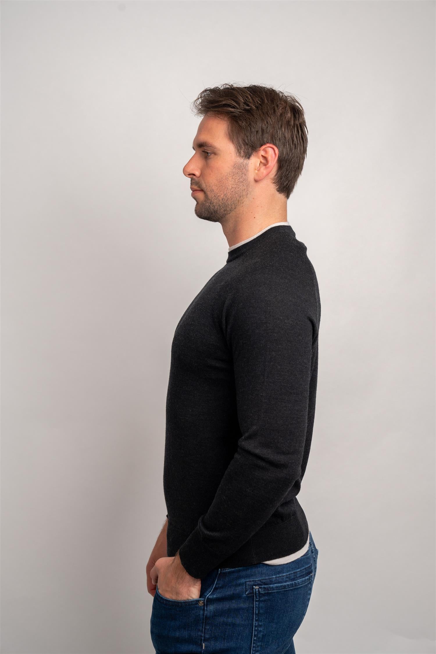 Round Neck Sweater - Dark Grey