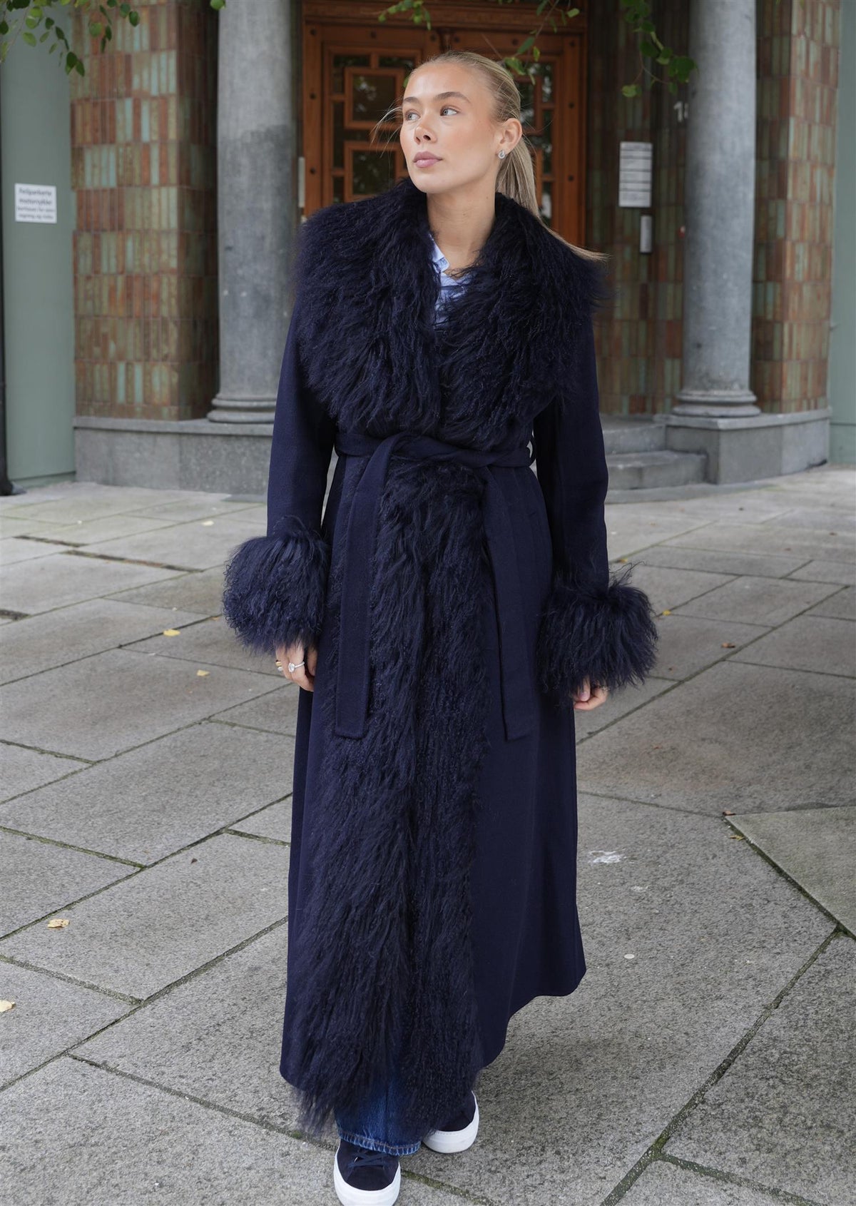 Lola Mongolian Coat - Navy
