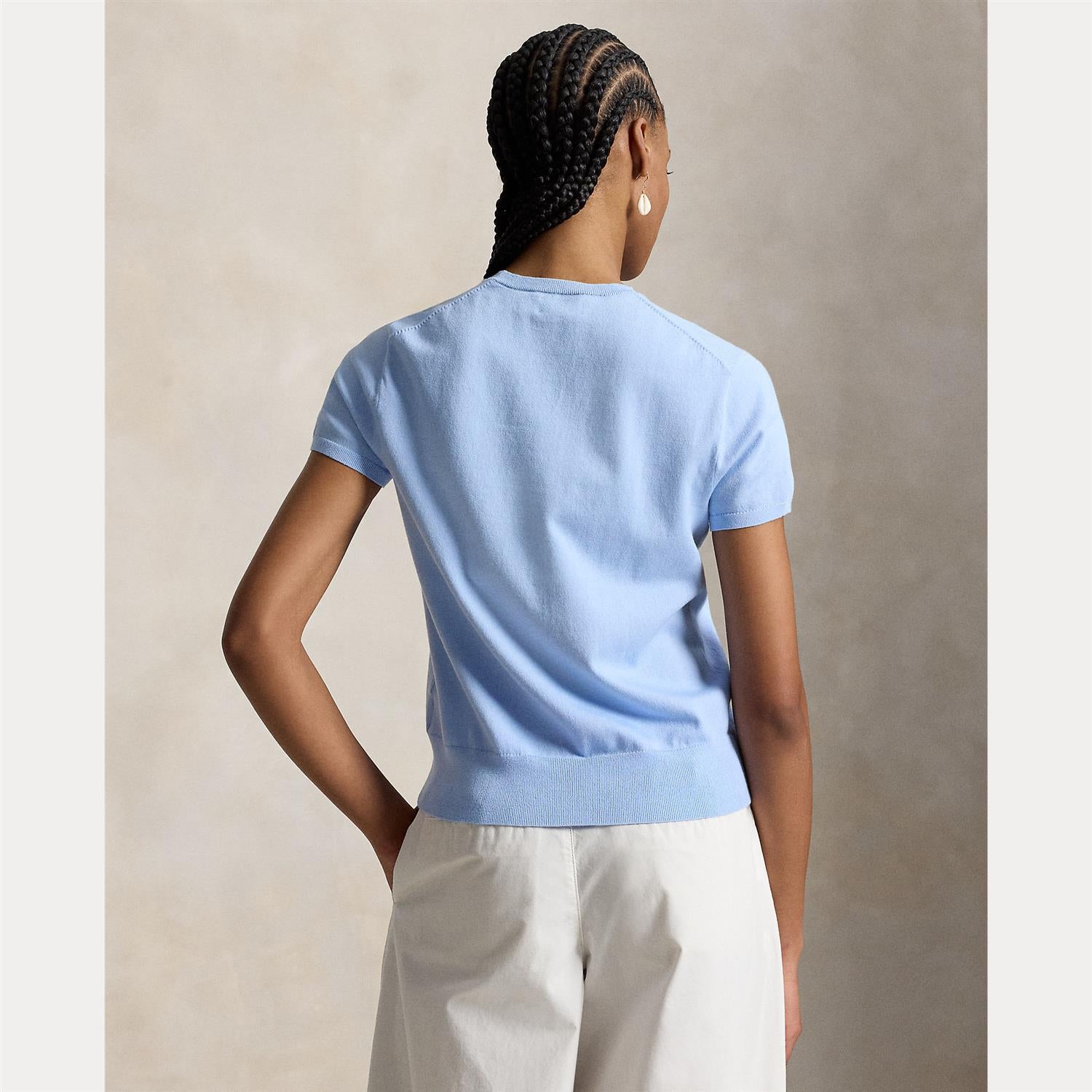 Short-Sleeve Crewneck Sweater Baby Blue