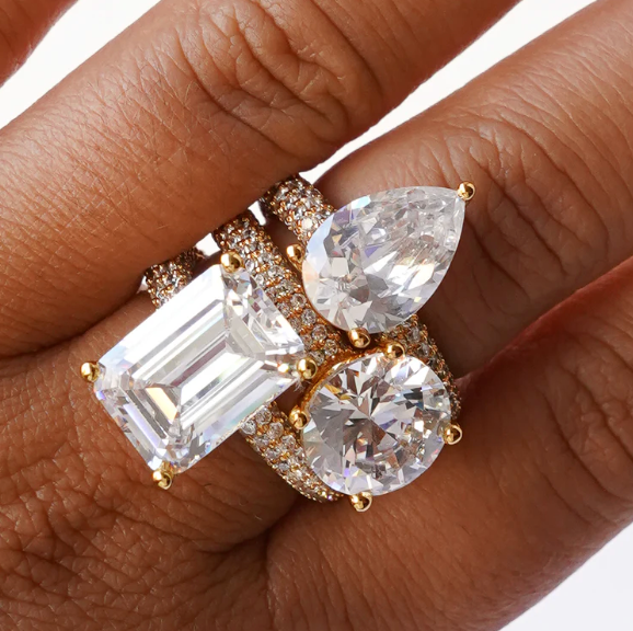 Mega Rectangle Ring White Gold