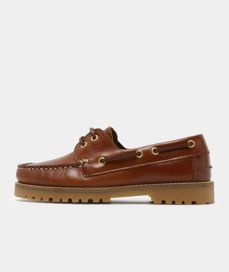 Ollie Boat Shoe - Brown Leather