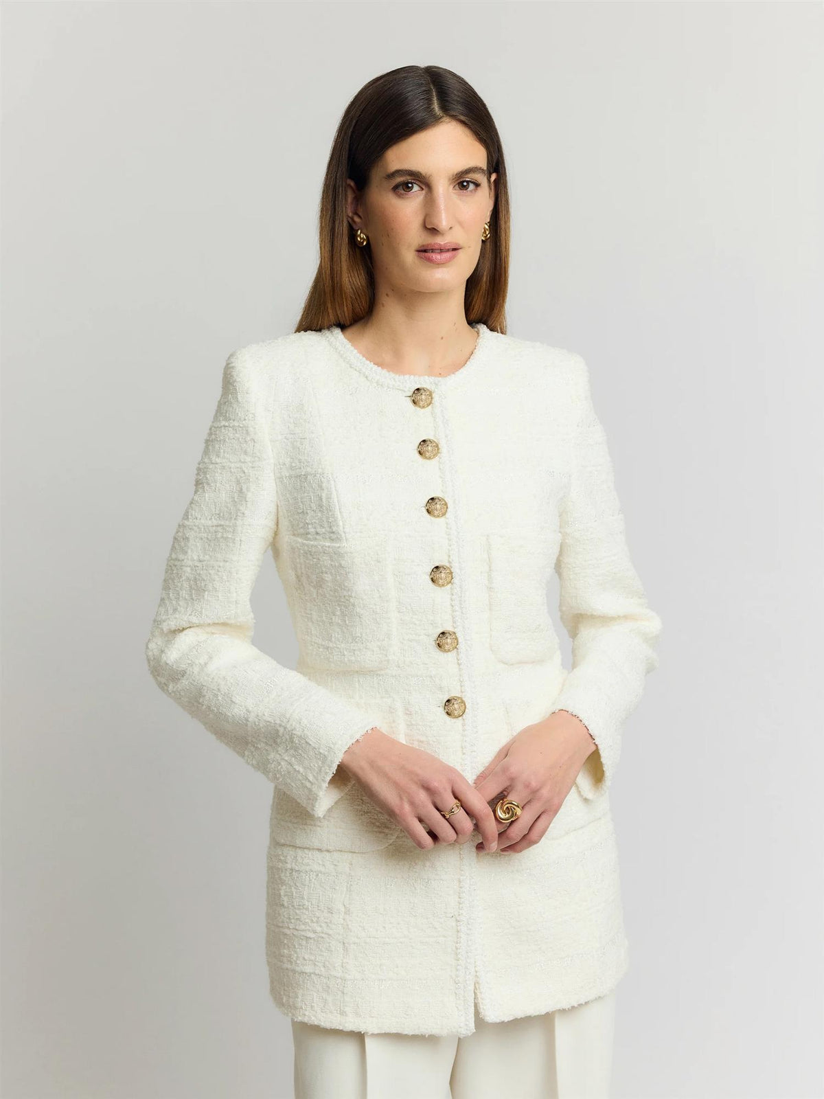 Ameline Bouclé Blazer Chalk White