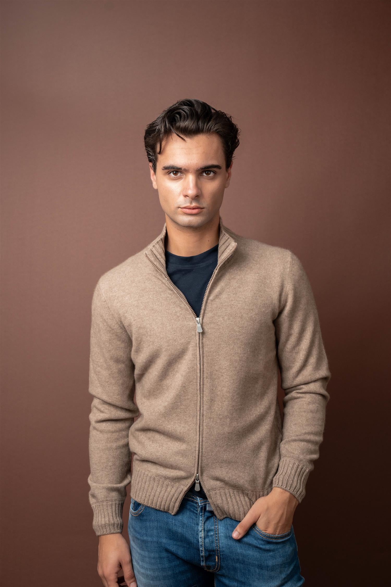 Full Zip - Felted Cashmere - Beige
