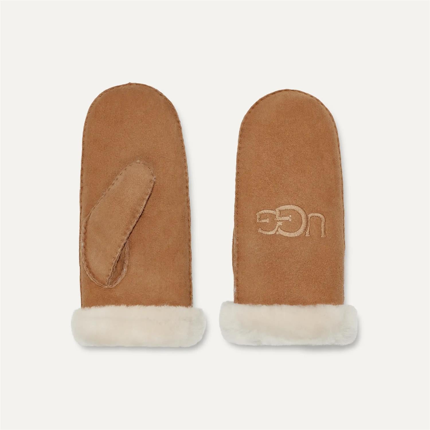 Shearling UGG Embroidery Mitten - Chestnut
