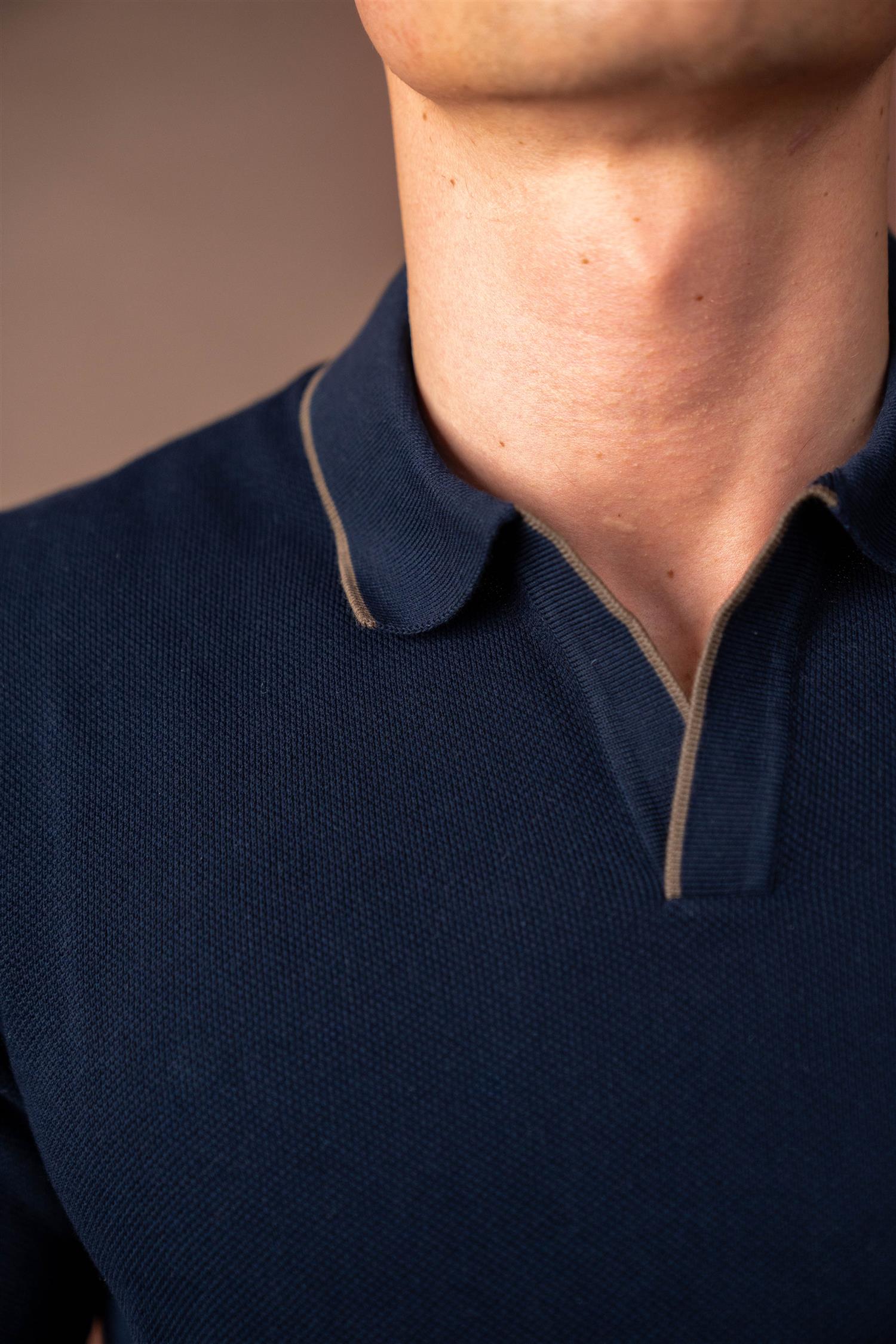 Knitted Pique Shirt - Navy