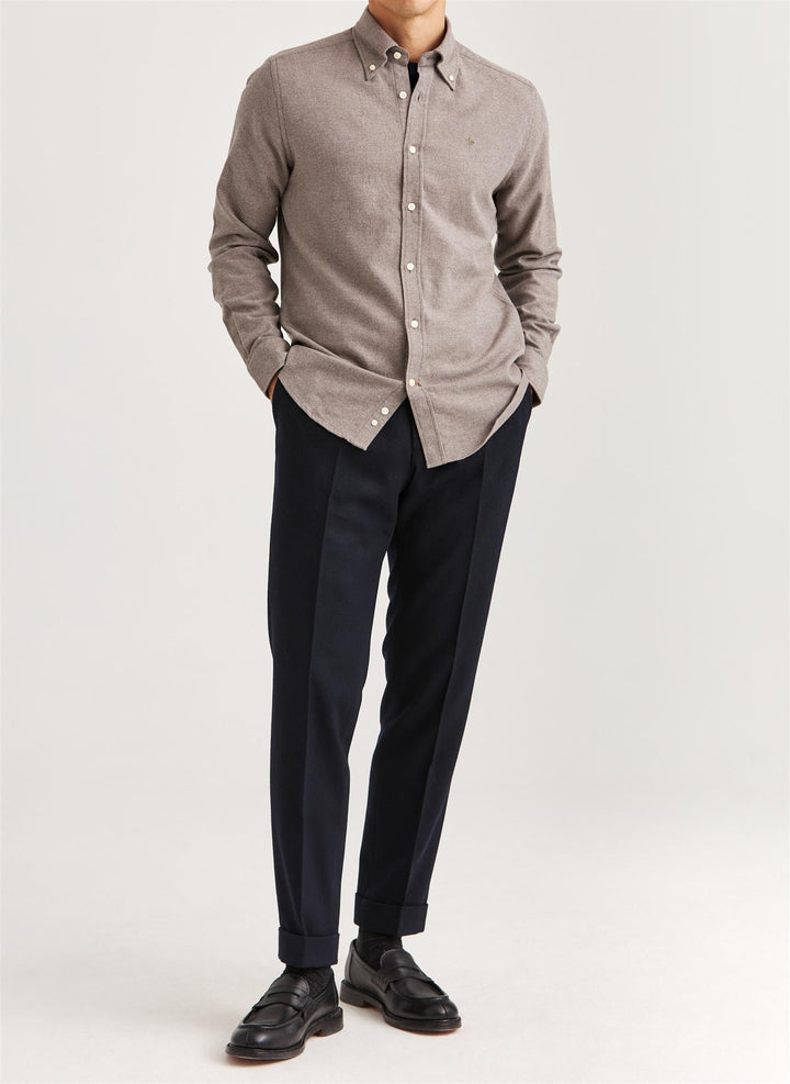 Twill Flannel Shirt - Brown