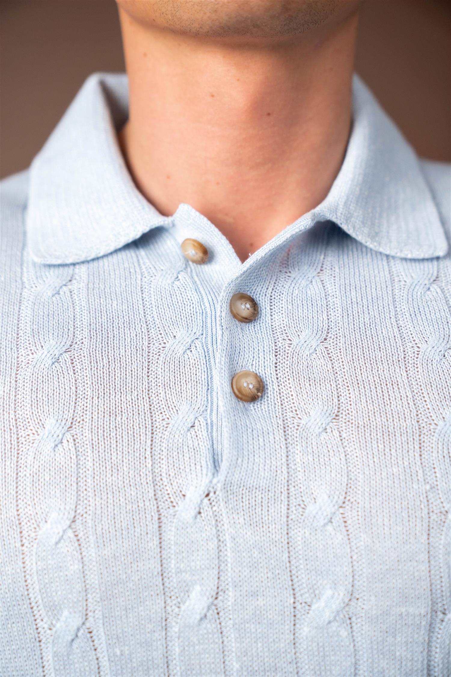 LS Polo Cabel Linen - Lyseblå