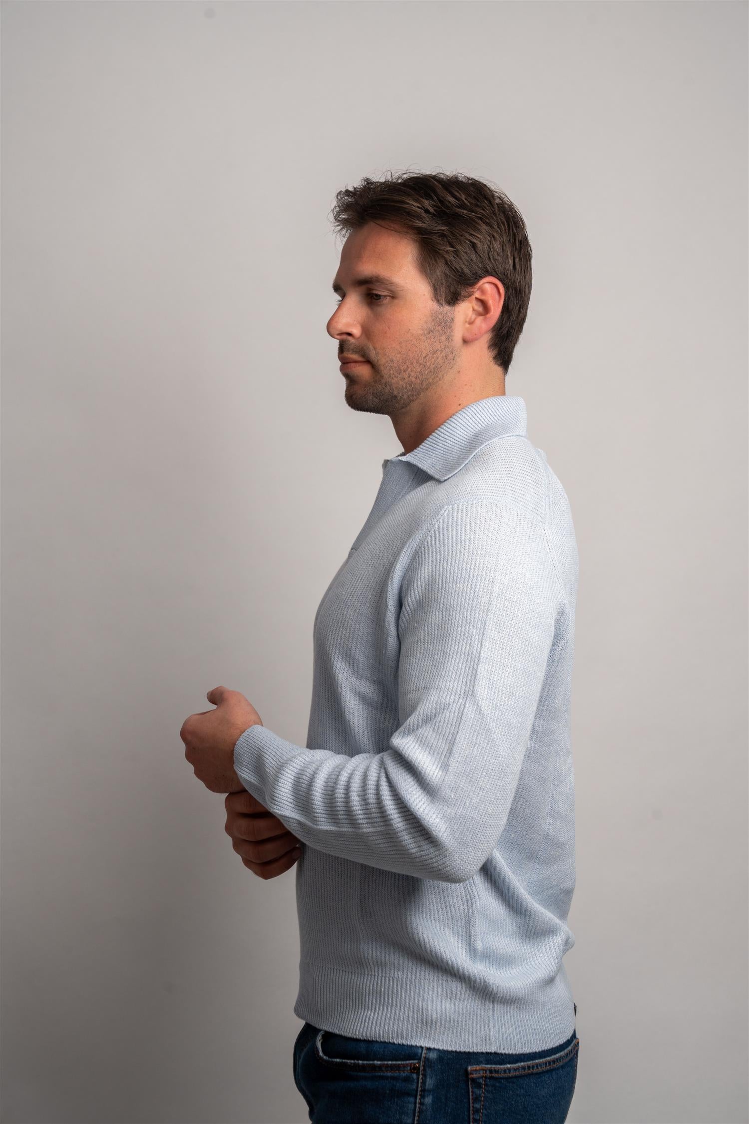 Polo LS Knitted - Light Blue